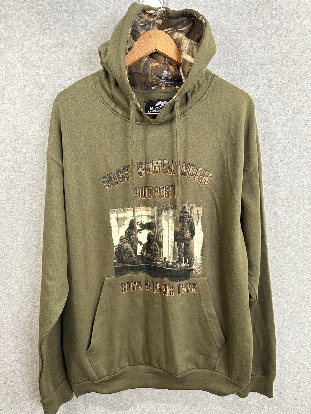 Duck Commander Duck Dynasty Hoodie Mens XL Olive Green Camo Pullover Fleece NWOT